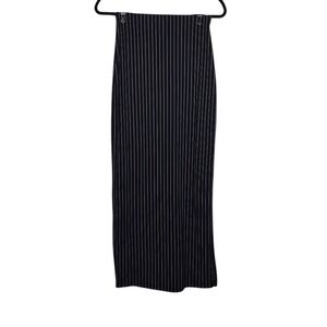 Joule Womens Black White Pin Striped Side Slit Midi Skirt Size M